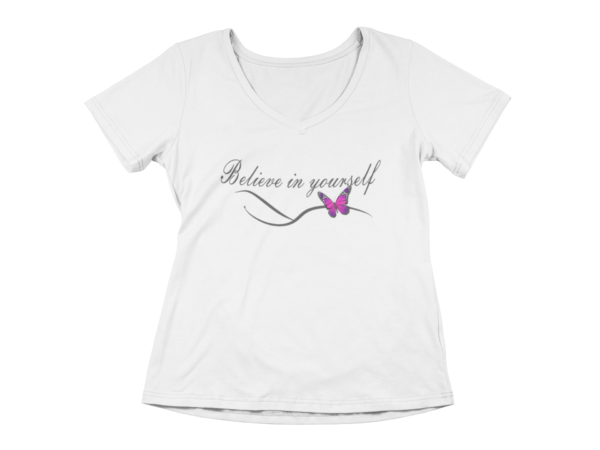 T-Shirt cuello en V, Belive in Yourself - Imagen 4